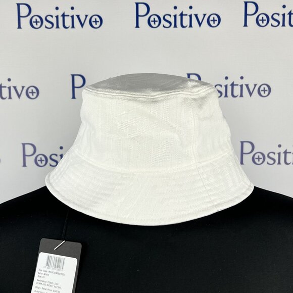 MCM White Cubic Logo Denim Jacquard Bucket Hat One Size - Picture 4 of 7